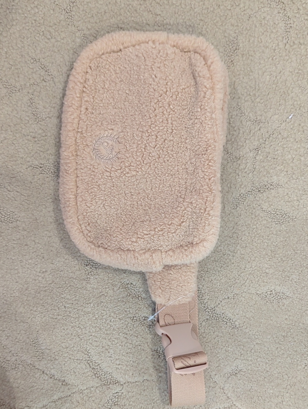 Pink Victoria Secret Plush Sherpa Crossbody Pouch in Soft Nude